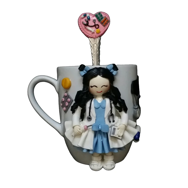 ماگ سرامیکی مدل روز پرستار کد 01121 به همراه قاشق 