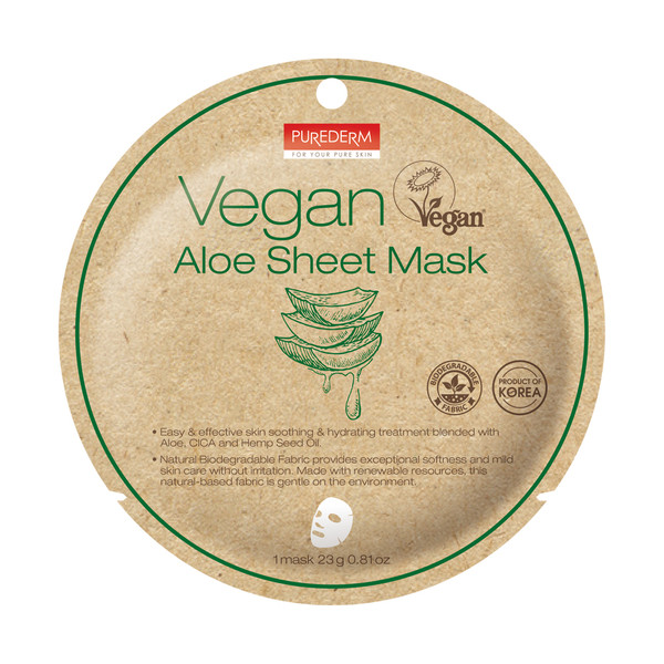 ماسک صورت پیوردرم سری Vegan مدل Aloe vera وزن 23 گرم