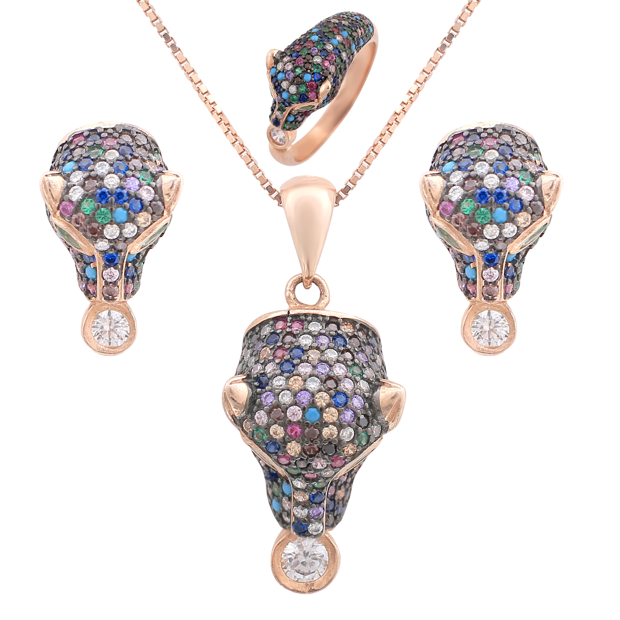 نیم ست نقره زنانه مدل ببر کد M3094