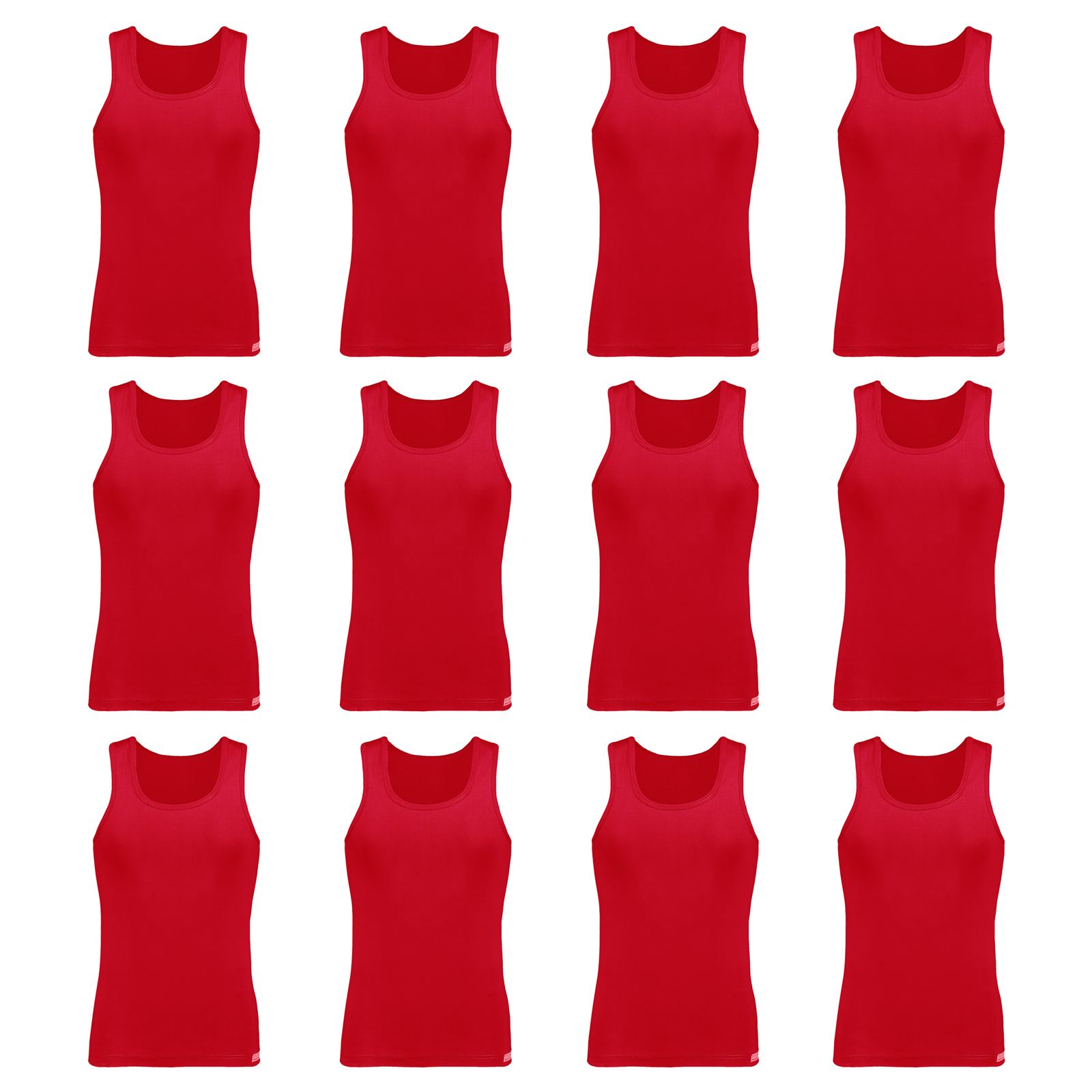 زیرپوش رکابی مردانه برهان تن پوش مدل 2-01  رنگ قرمز بسته 12 عددی