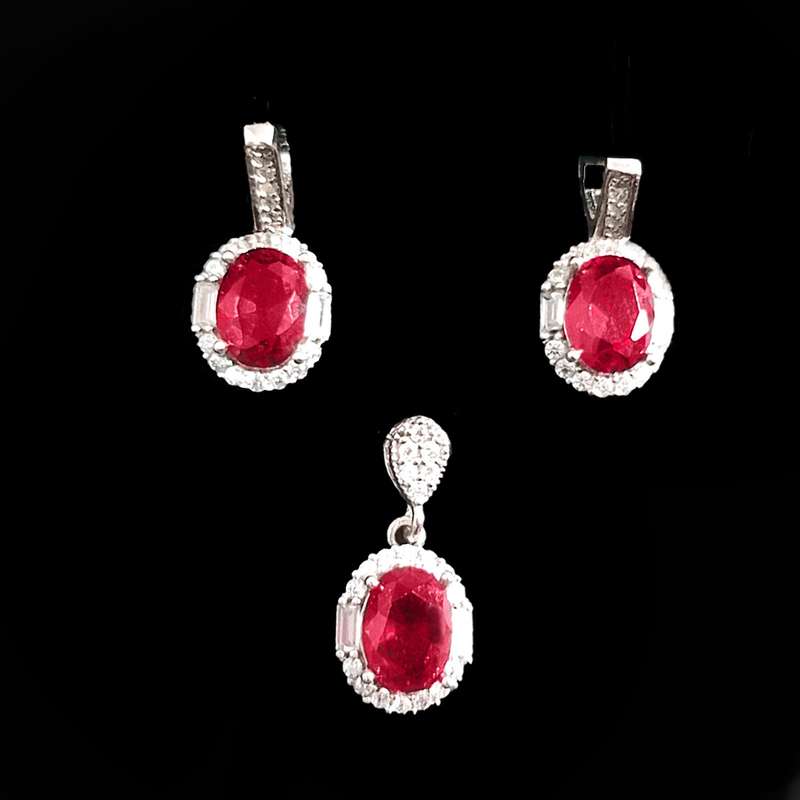 نیم ست نقره زنانه مدل جواهری نگین دار کد NS9031 نیم ست نقره زنانه مدل جواهری نگین دار کد NS9031