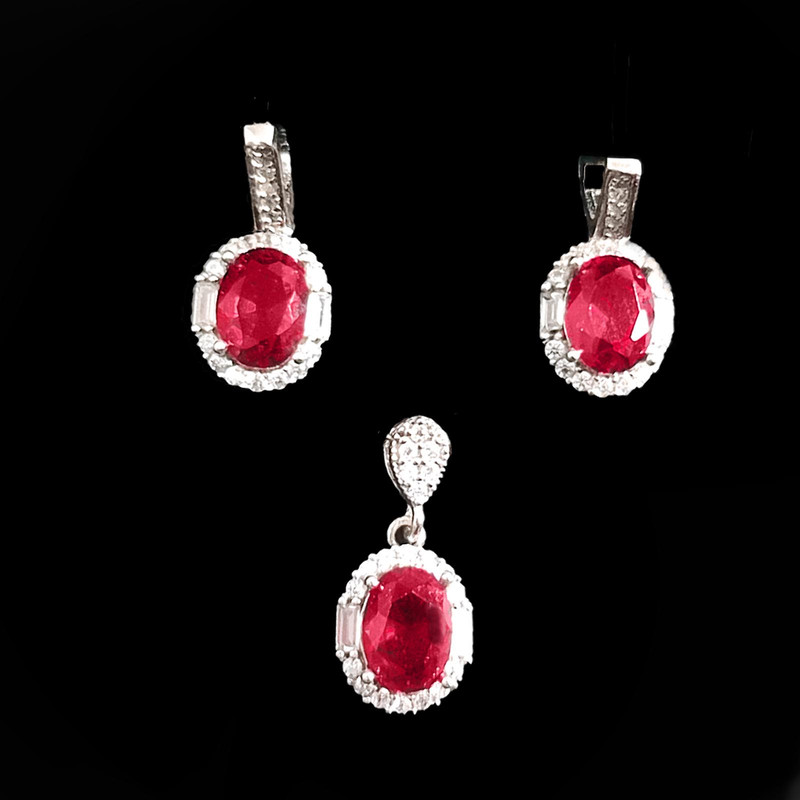 نیم ست نقره زنانه مدل جواهری نگین دار کد NS9031 نیم ست نقره زنانه مدل جواهری نگین دار کد NS9031