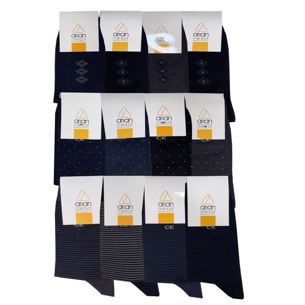 جوراب ساق بلند مردانه آریان نخ باف مدل 5131 مجموعه 12 عددی