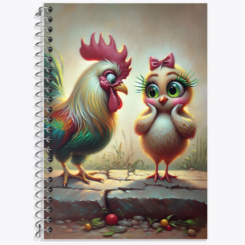 دفتر لغت 50 برگ خندالو طرح مرغ و خروس بامزه کد F5526