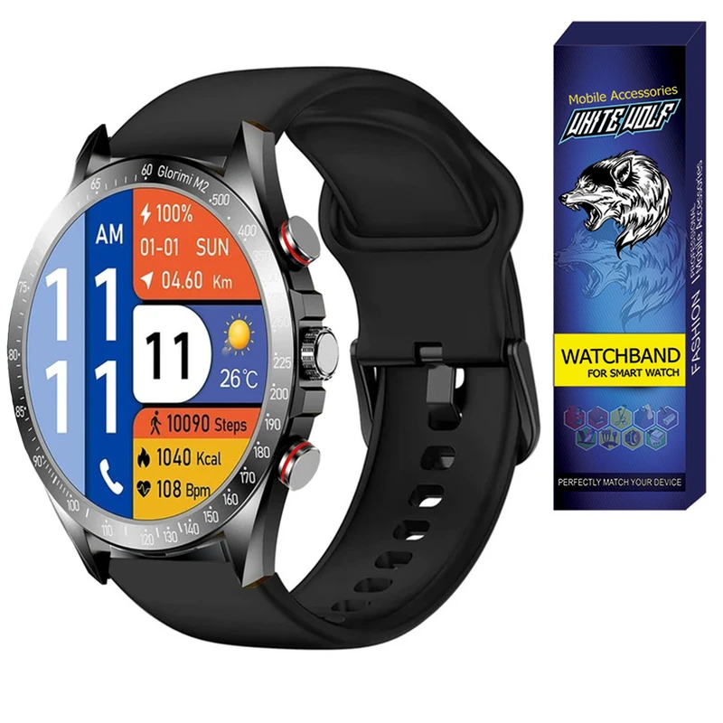 بند وایت ولف مدل WB-SIL-SQ مناسب برای ساعت هوشمند گلوریمی M2 / M2 Pro / 22mm
