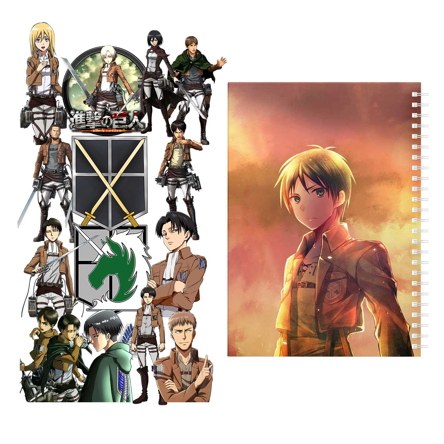 دفتر مشق باژیکان طرح انیمه اتک آن تایتان کد 20211447 به همراه استیکر مجموعه 14 عددی