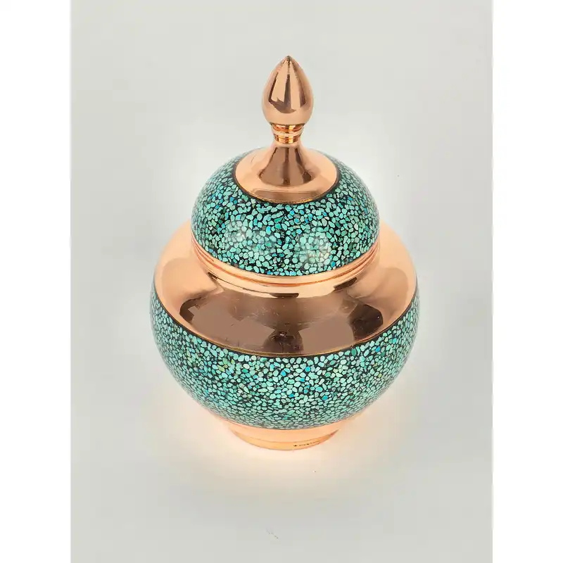 قندان فیروزه کوبی مسی مدل سیبی کد k2