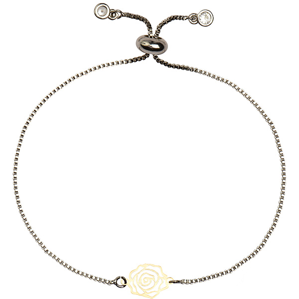 دستبند طلا 18 عیار دخترانه کرابو طرح گل رز مدل Krd1488
