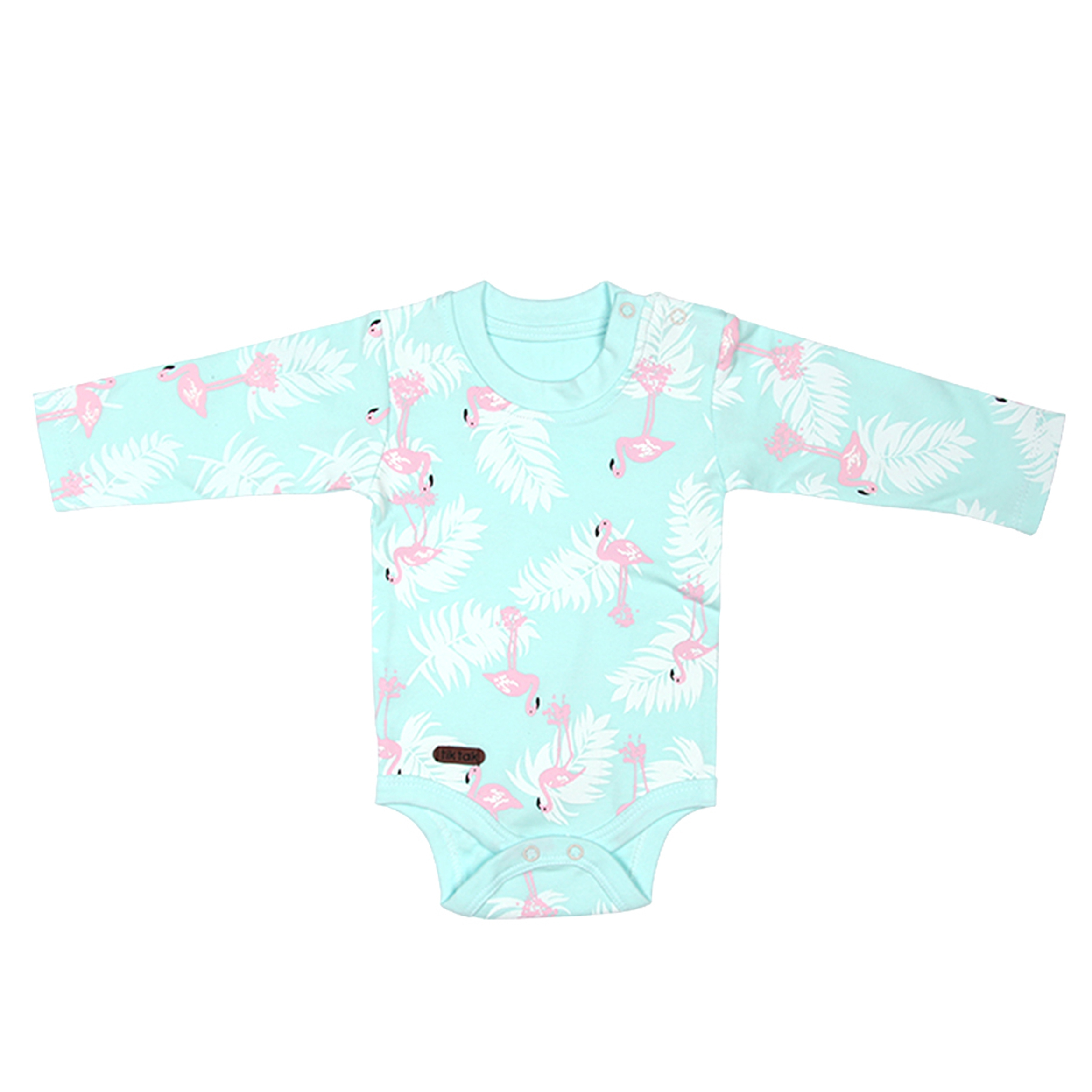 بادی آستین بلند نوزادی تیک تاک مدل فلامینگو