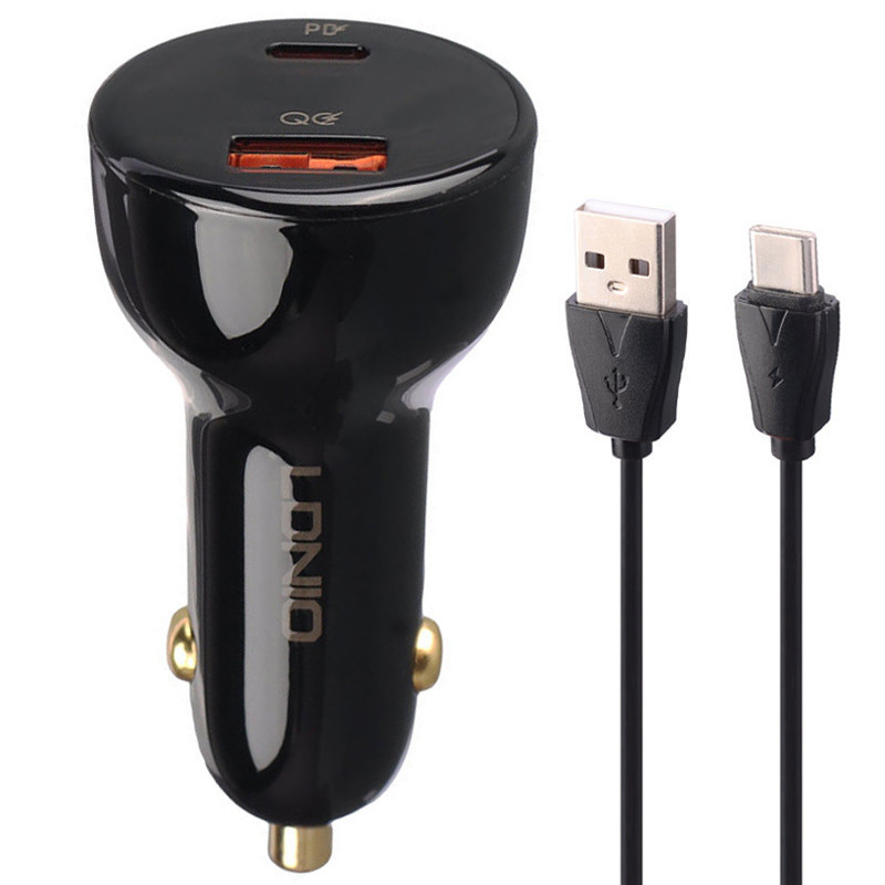 شارژر فندکی 100 وات الدینیو مدل C101 به همراه کابل usb-c