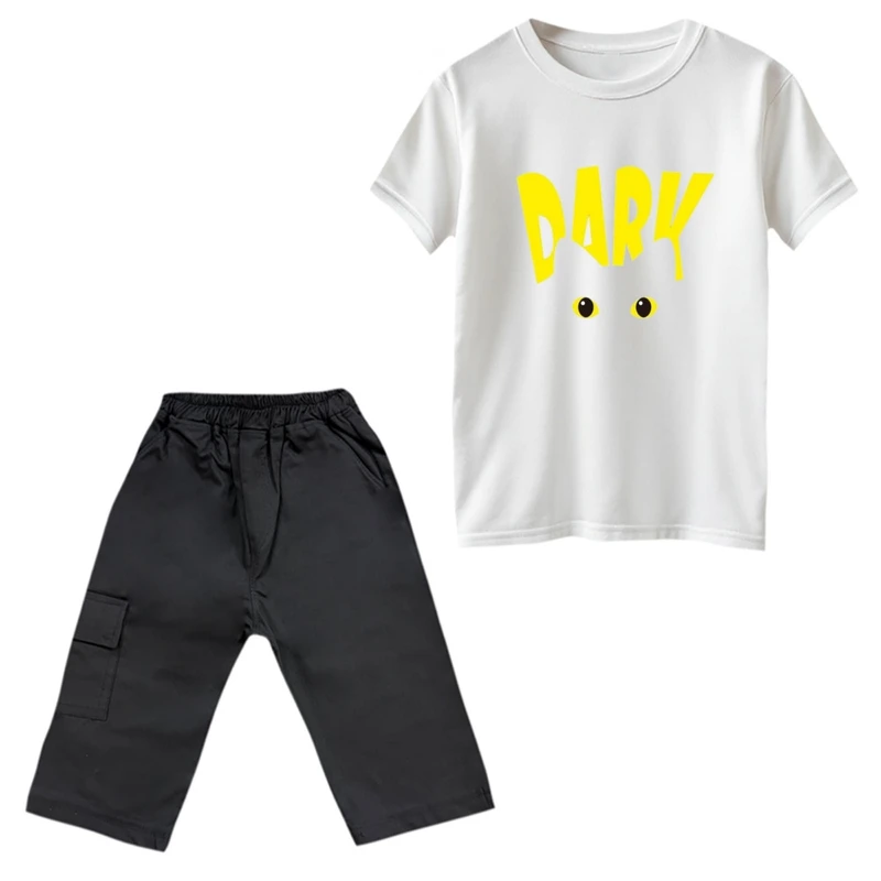 ست تی‌شرت و شلوارک پسرانه مدل گربه تاریک