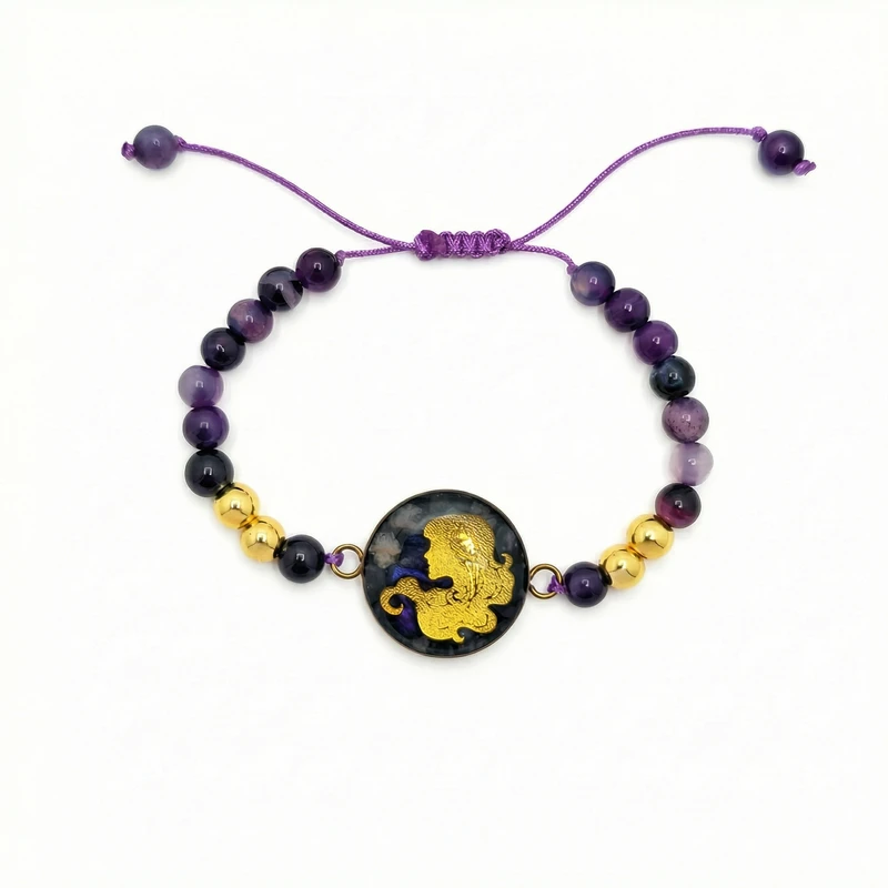 دستبند مهره ای زنانه مارک گلد مدل دیانا ماه تولد شهریور کد DB06