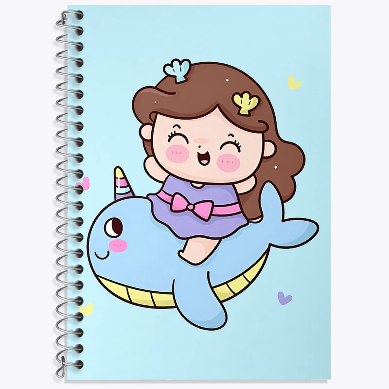 دفتر زبان 50 برگ خندالو مدل سه خط طرح دخترانه کیوت کد N4155