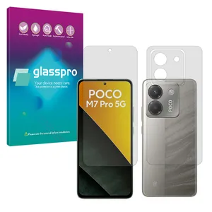 Glass Pro Resistant model transparent screen protector suitable for Xiaomi Poco M7 Pro 5G mobile phone along with the back protector