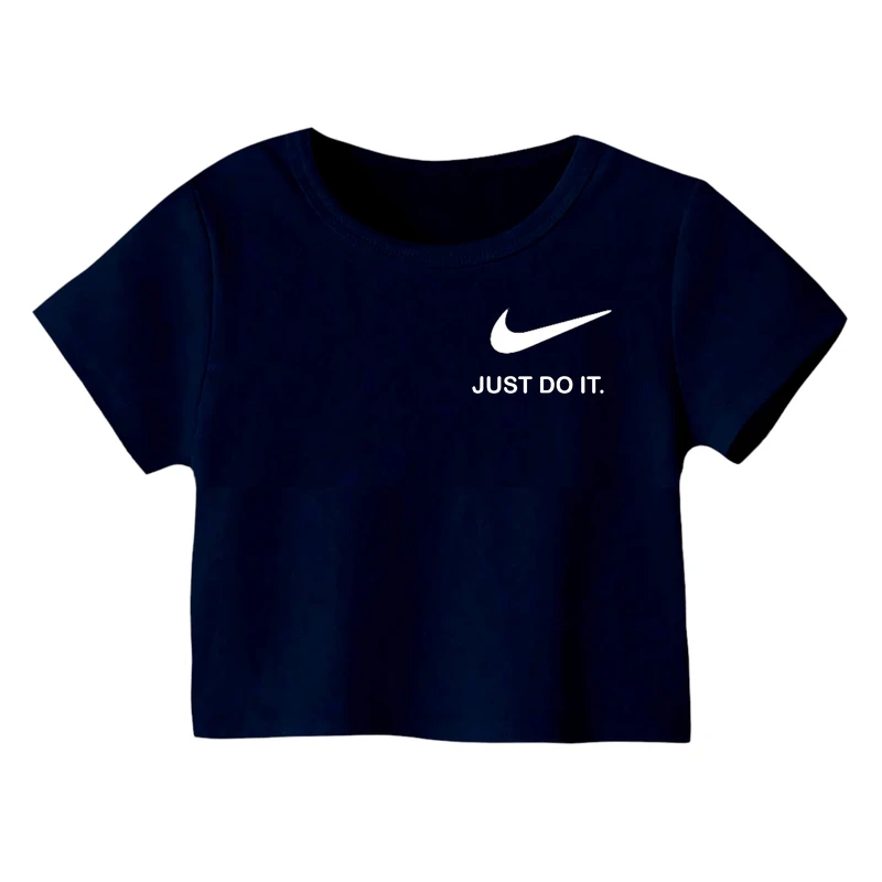 کراپ‌ تی‌شرت آستین کوتاه زنانه مدل لوگو کد 9