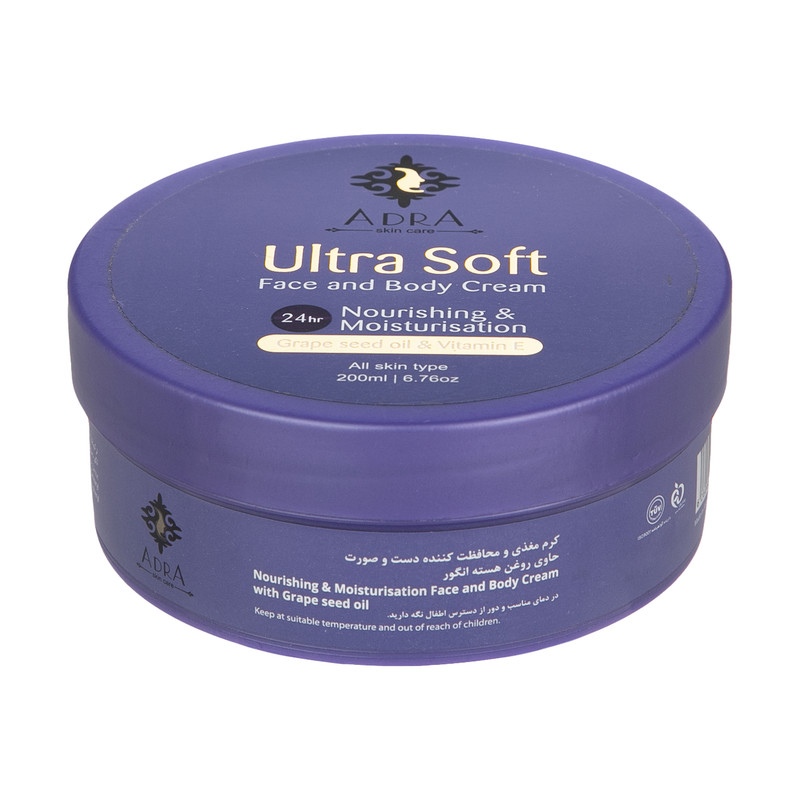 کرم مرطوب کننده آدرا مدل اولتراسافت هسته انگور حجم 200 میلی لیتر