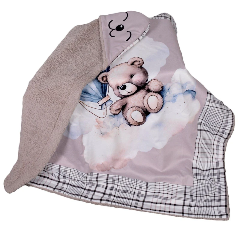 پتو مدل کلاه دار طرح تدی سایز 80*80 سانتی متر