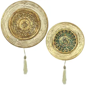 بشقاب دیوارکوب سفالی مدل هندسی کد 25-21.5 مجموعه 2 عددی