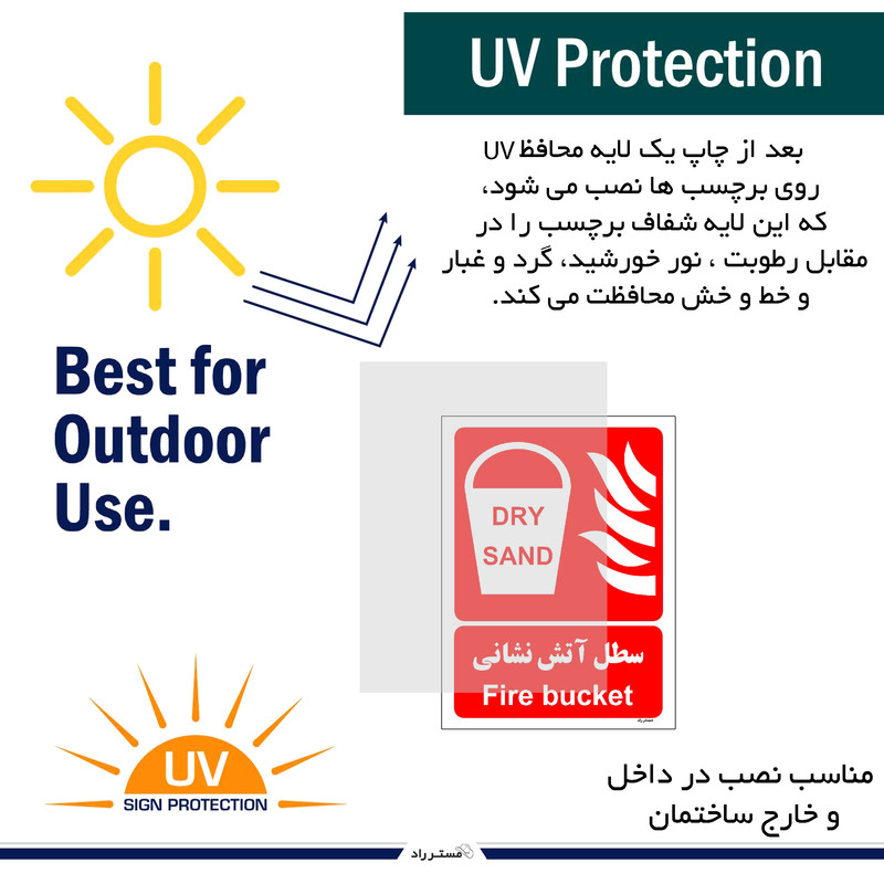 برچسب ایمنی مستر راد طرح سطل آتش نشانی مدل HSE-OSHA-047
