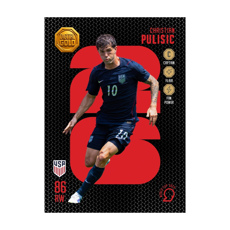 شمش طلای دیجیتال 18 عیار سوت مدل پولیشیچ PULISIC طرح کارت فوتبالی جام جهانی 2026 کد SO10139026