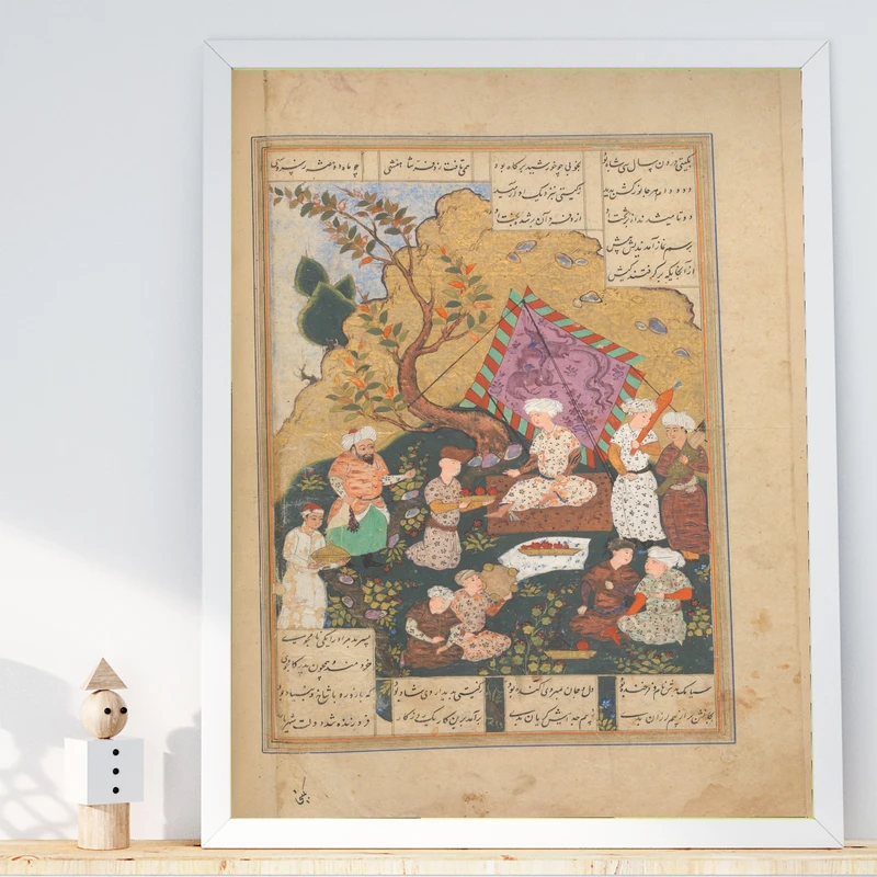 تابلو طرح نگارگری شاهنامه مدل G00804 فریم سفید