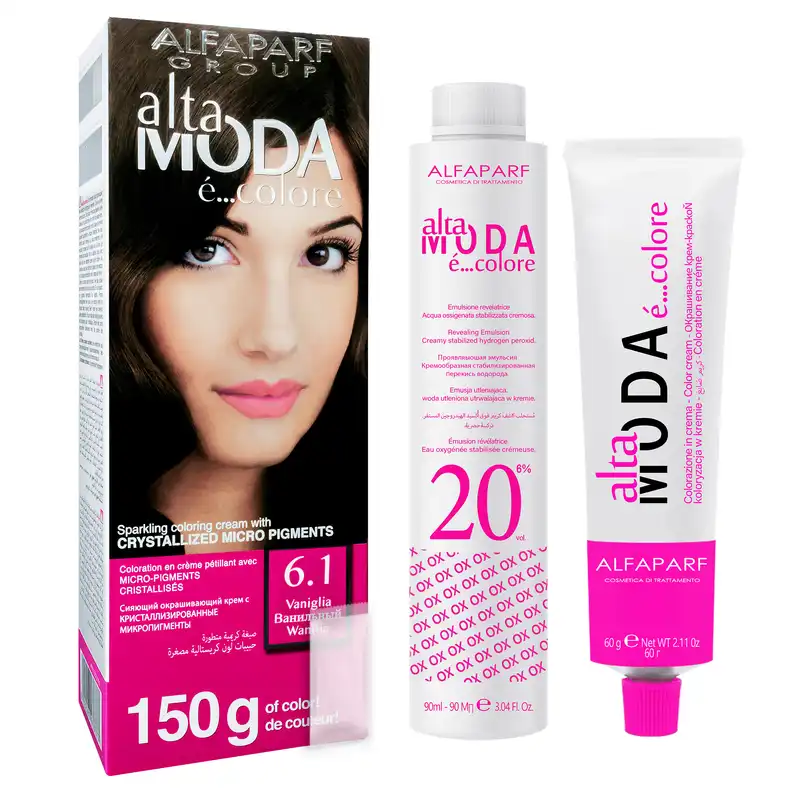 کیت رنگ مو آلتا مودا شماره 6.1 وزن 150 گرم رنگ بلوند خاکستری تیره