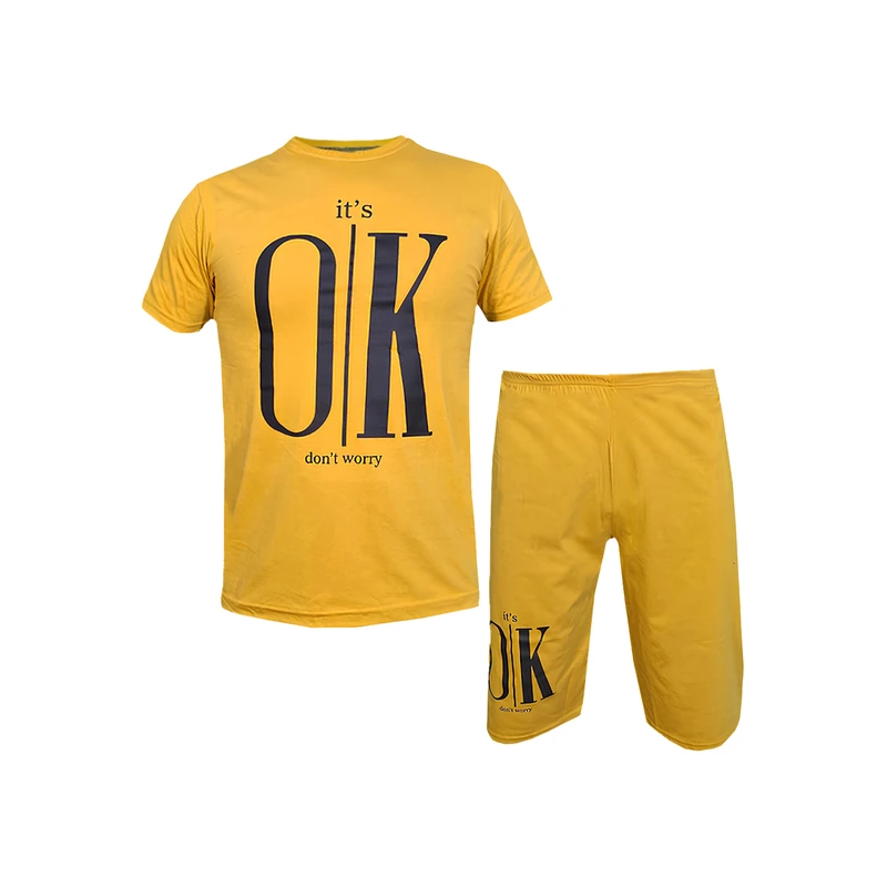 ست تیشرت و شلوارک مردانه طرح OK کد 1563