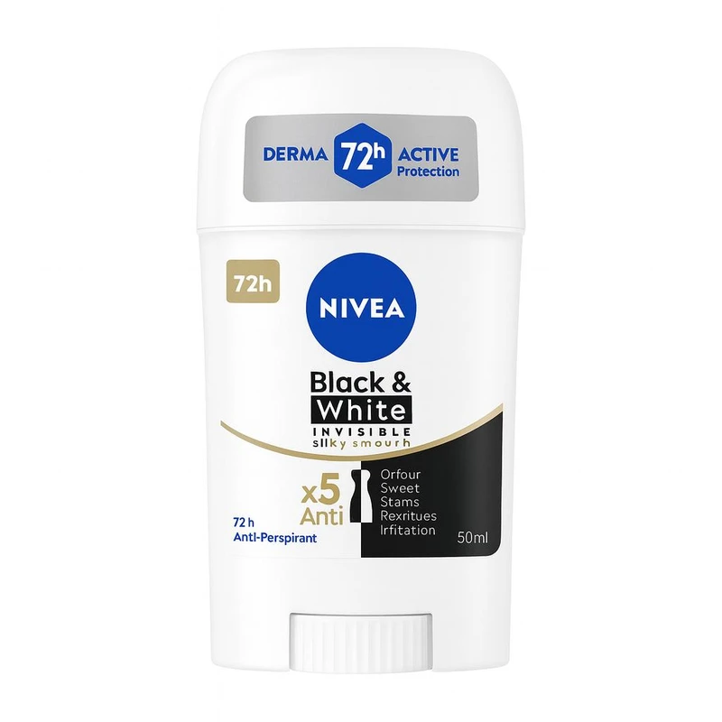 استیک ضد تعریق زنانه نیوا مدل Black & White Invisible Silky Smooth حجم 50 میلی لیتر