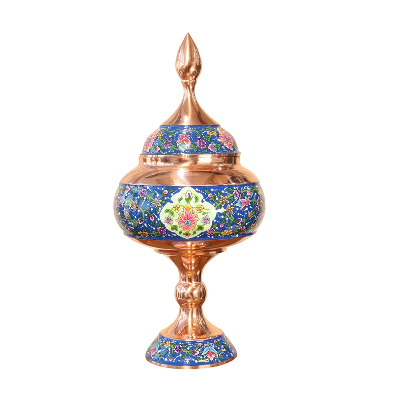 شکلات خوری مسی صنایع دستی فاخر مدل پرداز طرح اسلیمی کد Chocolate32p15