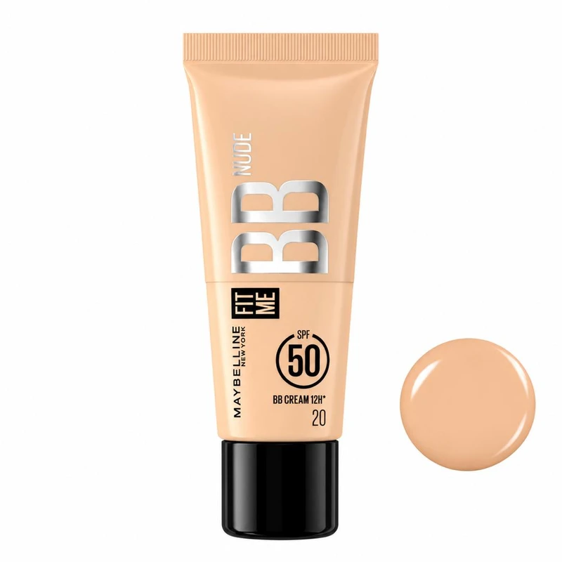 کرم پودر BB مایع 50 Spf میبلین مدل Fit Me شماره 20 مناسب  برای انواع پوست حجم 30 میلی‌لیتر