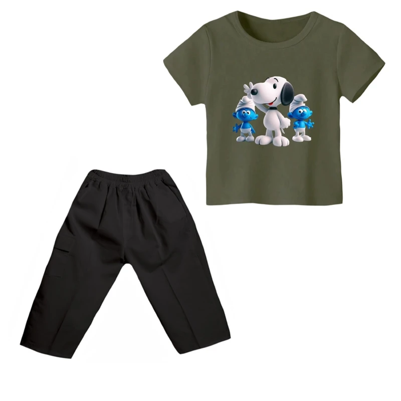 ست تی شرت و شلوارک پسرانه مدل اسنوپی کد ۵۷