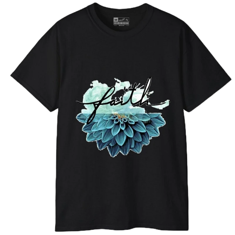 تی‌شرت آستین کوتاه مردانه پاد آفرین مدل گل کلمه انگلیسی کد 1823