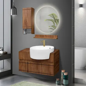 ست کابینت و روشویی دیواری آزالیا مدل Milana28 به همراه آینه بک لایت و باکس و شلف