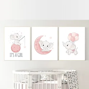 تابلو شاسی کودک طرح فیل صورتی کد 23 بسته سه عددی