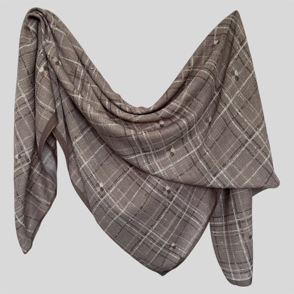 روسری زنانه مدل پلیسه نخی چهارخانه  کد 0084