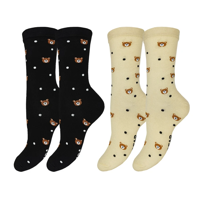 جوراب ساق بلند زنانه مدل تدی کد 2032  بسته 2 عددی