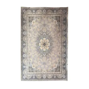 فرش ماشینی 1200 شانه زمینه کرم حاشیه طوسی مدل F-1056