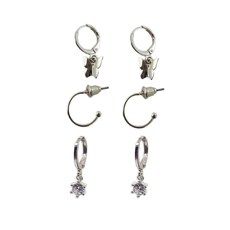 گوشواره زنانه آی ام مدل پروانه کد B11 مجموعه 3 عددی