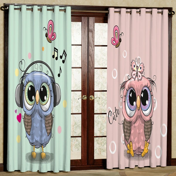 پرده مدل جغد چاپی هازان پانچی کد 284 سایز 200x140 سانتی متر