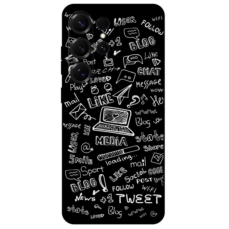 کاور مگافون طرح رسانه های اجتماعی مدل 1898 مناسب برای گوشی موبایل سامسونگ Galaxy S25 Ultra