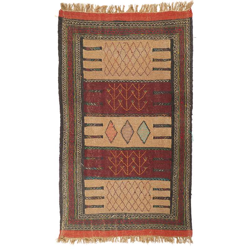 گلیم دستبافت دو متری طرح سفره کردی کد 1-1408259