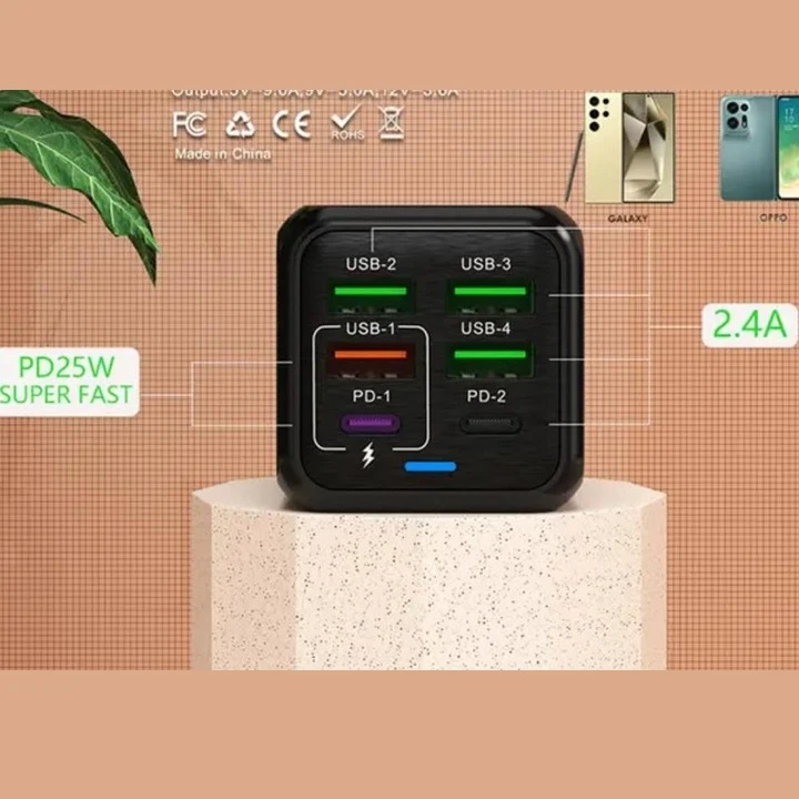 عکس شماره 3 : شارژر دیواری 150 وات مدل adc-pd006 به همراه 4 عدد کابل