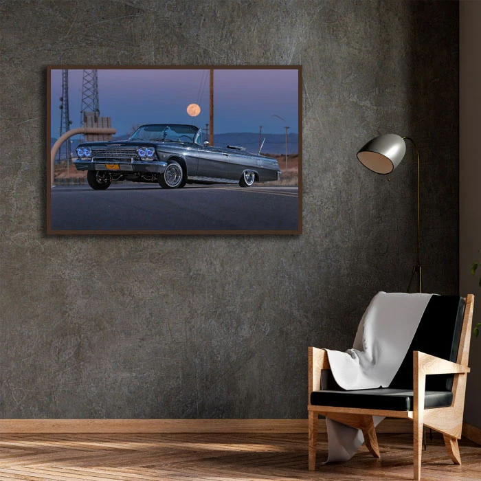 تابلو بکلیت طرح ماشین کلاسیک قدیمی مدل GH-D1339 فریم قهوه ای
