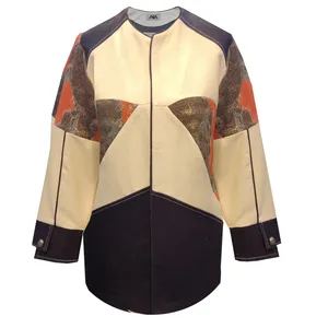 مانتو زنانه مدل ترکیبی ژاکارد و جین