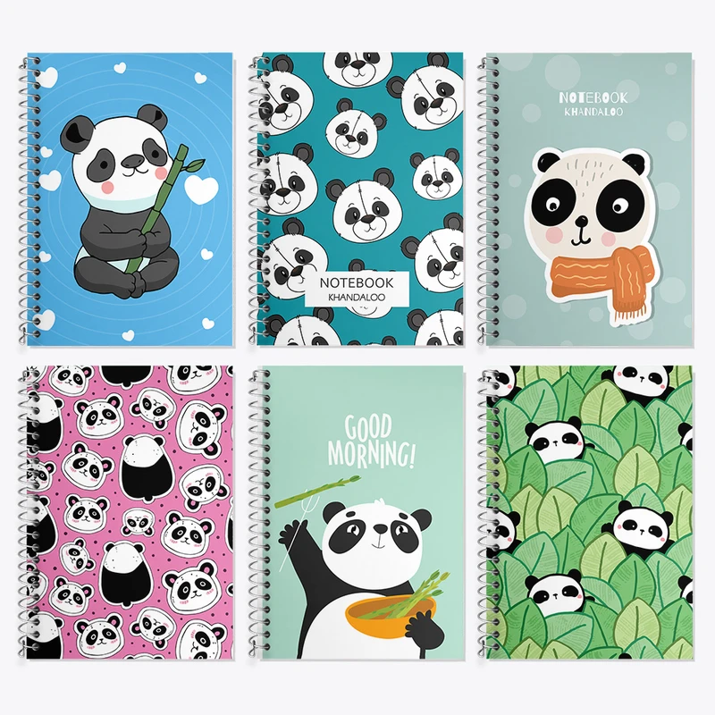 دفتر زبان 50 برگ خندالو مدل دو خط طرح پاندای کیوت کد 132 مجموعه 6 عددی