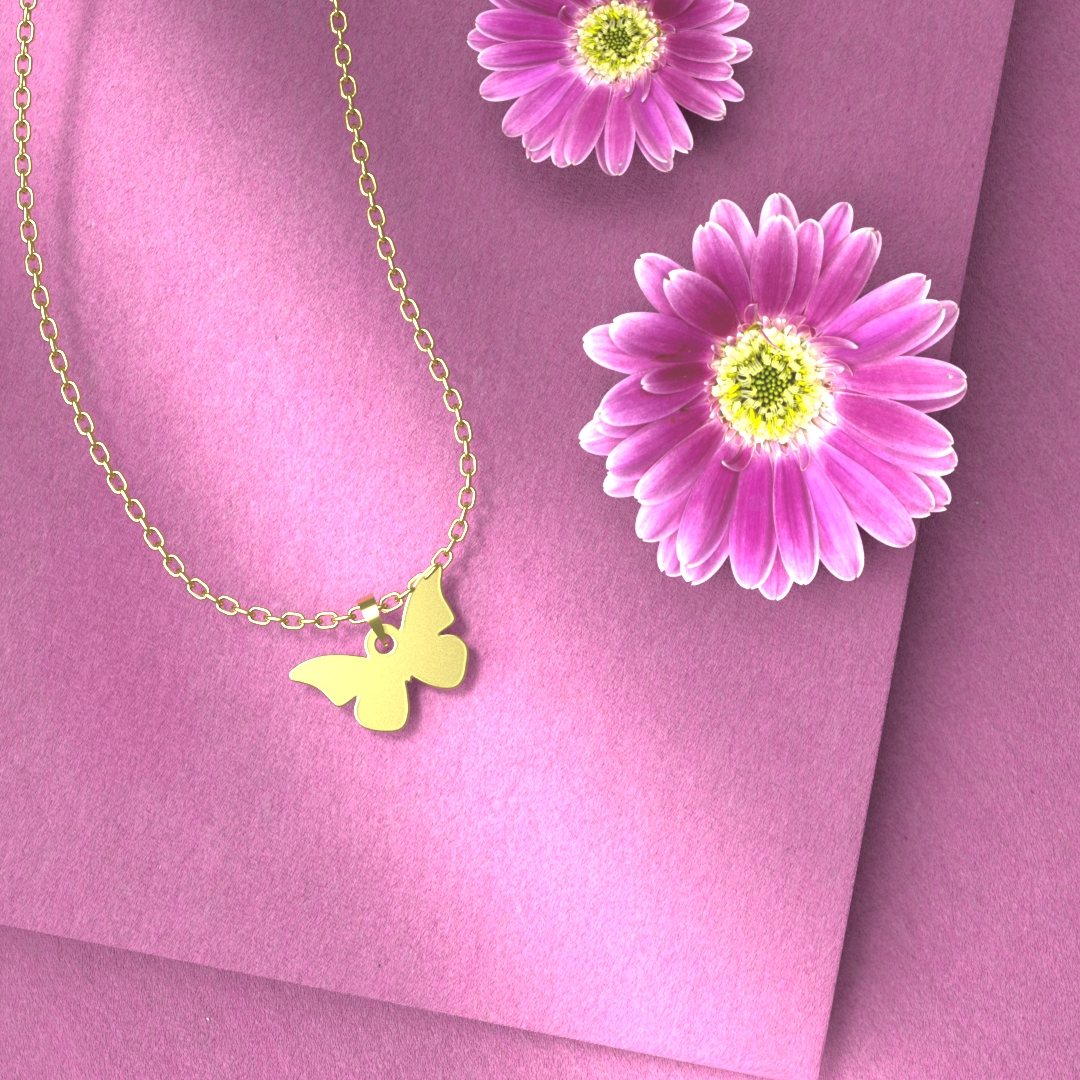 گردنبند طلا 18 عیار زنانه مدوپد مدل پروانه کد B3-1-1123