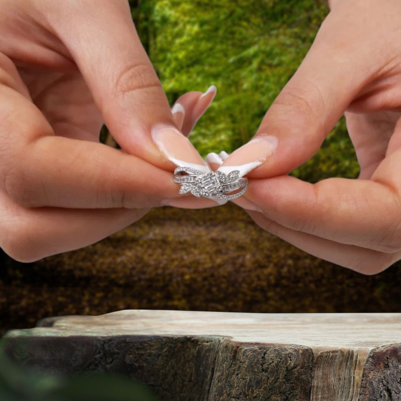 انگشتر نقره زنانه رضازاده مدل گل دار پشت باز -0101