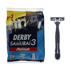 خود تراش دربی مدل samurai3 Platinum  بسته 12 عددی