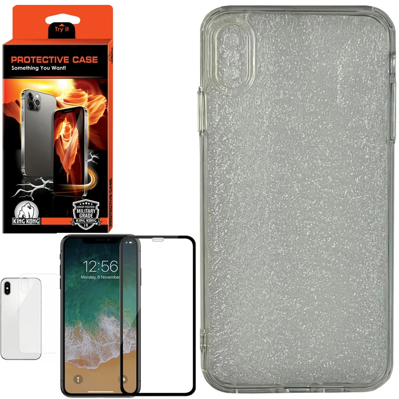 کاور کینگ کونگ مدل PCAAA مناسب برای گوشی موبایل اپل Iphone X/XS به همراه محافظ صفحه نمایش و برچسب محافظ پشت