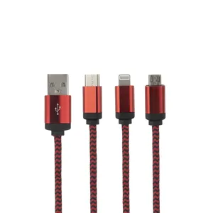 کابل تبدیل USB به لایتنینگ/USB-C/microUSB مدل K110 طول 0.15 متر